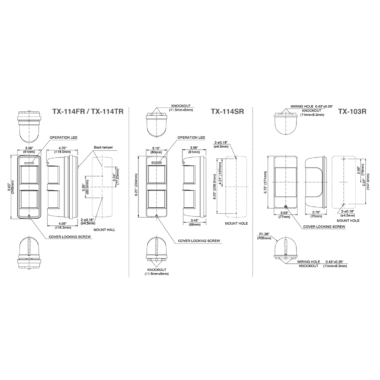 Série de détecteurs infrarouges passifs TX-114SR / TX-114TR / TX-114FR