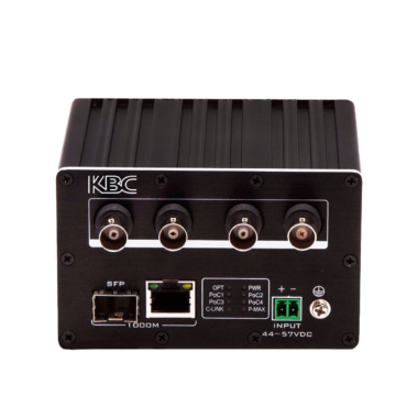 he KBC EECF4-DN1-R is an Ethernet over Coax (EoC) receiver with 4 coax ports with Power Over Coax (PoC) and 1*10/100/1000M Ethernet ports,1*1000Base-FX SFP port